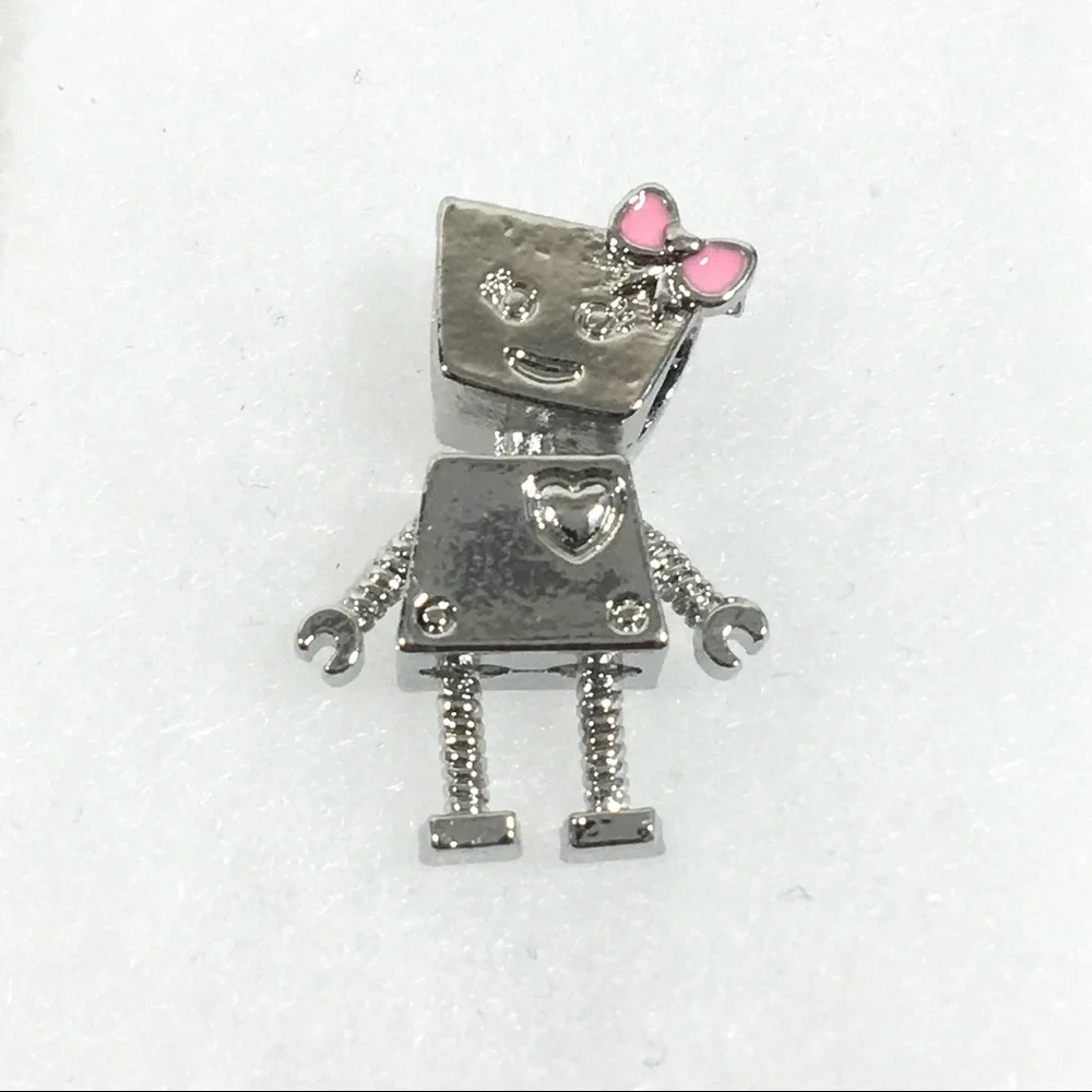 Bowknot Robot European Style Big Hole Bead Charm - Picture 5 of 5
